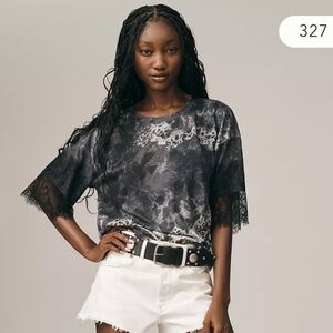 NWT Pilcro Short-Sleeve Python Print Blouse